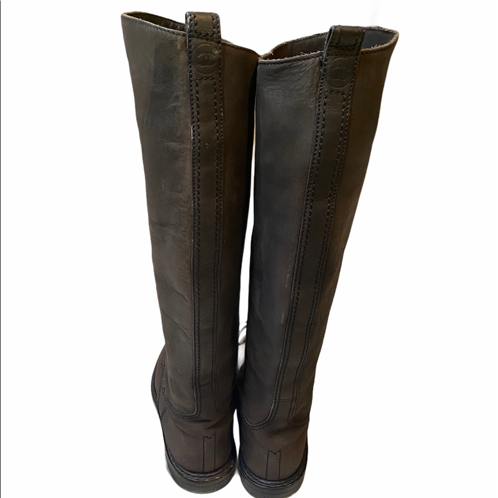 CHANEL CC Logo Leather Knee High Riding Boots - Picture 6 of 12